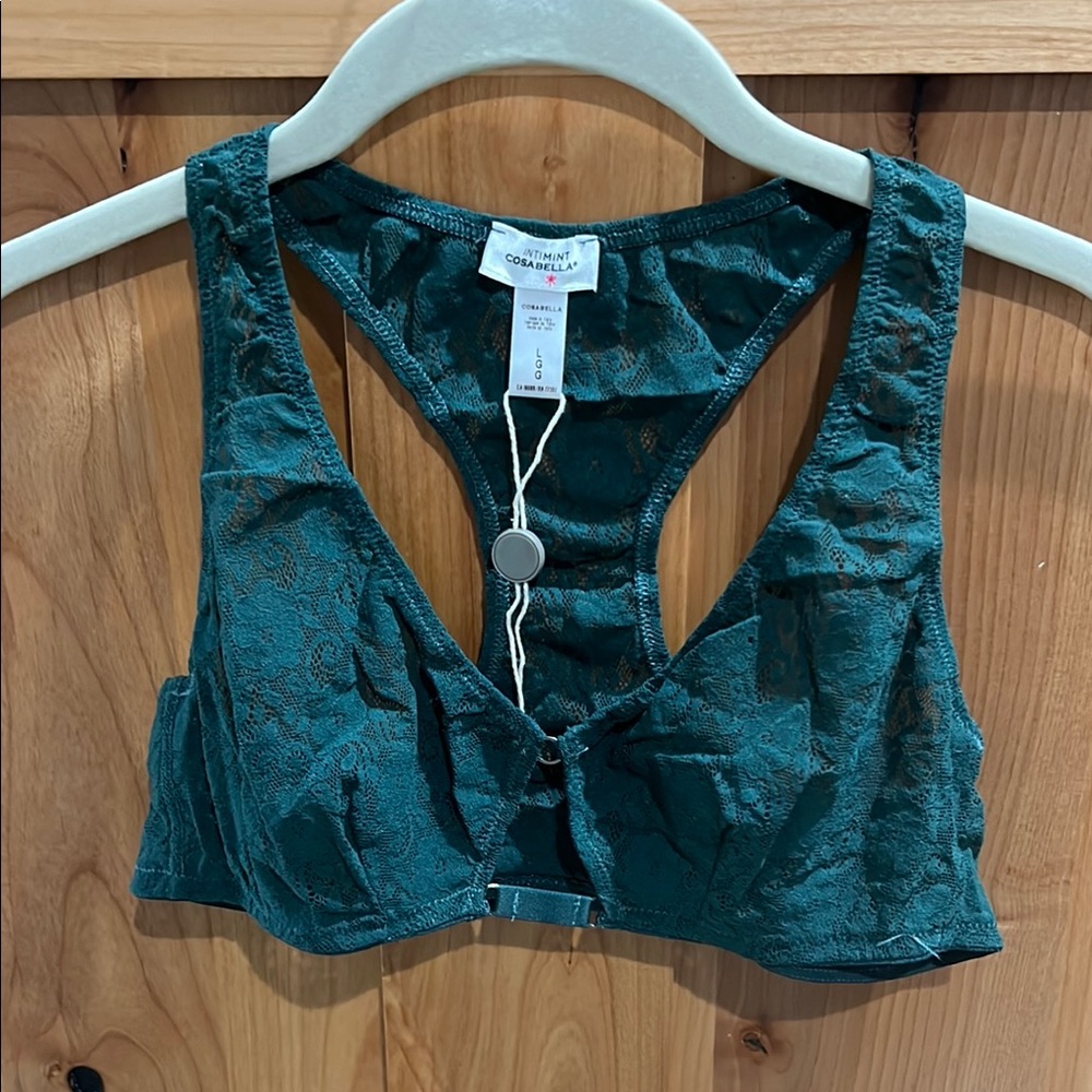 Cosabella Green Racerback Bra with Ruffle Detail